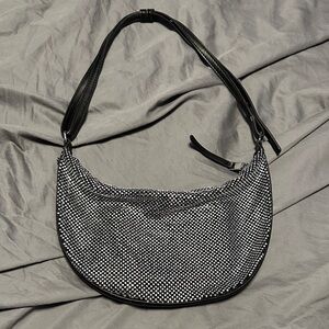 T.J.Maxx Elegant Black and Silver Mesh Shoulder Bag shimmer classy formal